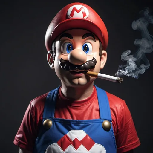 Prompt: Super Mario like an american rapper smoking joints