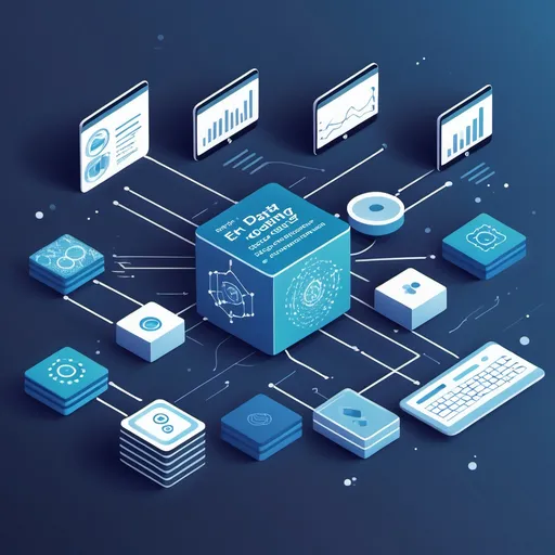 Prompt: Create a digital banner illustrating a data science workflow. Include blocks labeled 'Data Extraction,' 'Data Transformation,' 'Data Loading,' 'Training Model,' and 'Predictions.' Use abstract or symbolic representations of data flow and machine learning.