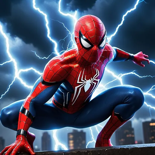 Prompt: Draw spiderman with lightnings