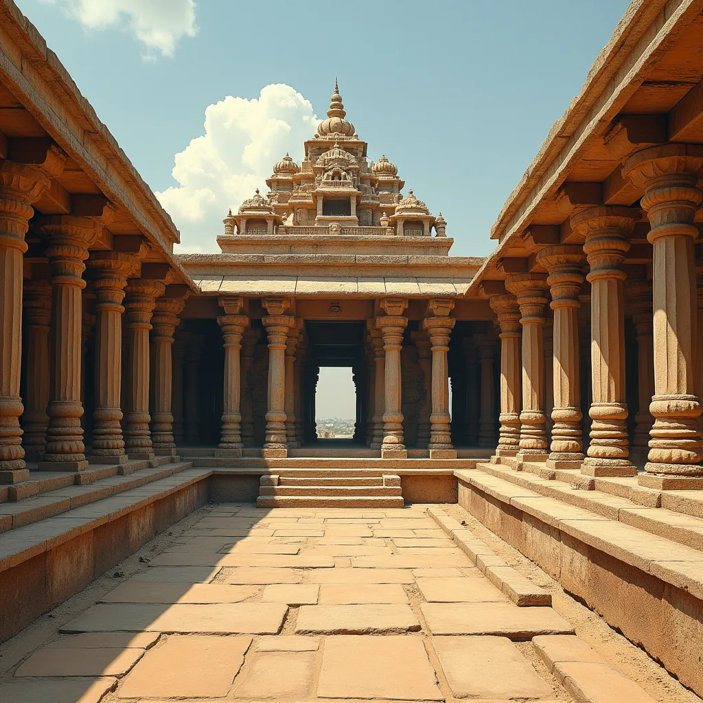 Prompt: tanjore temple court in the Old Sangam literature