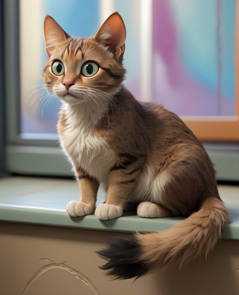 Prompt: Disney style cat waiting to be adopted
