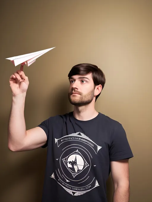 Prompt: flying a paper plane scifi look