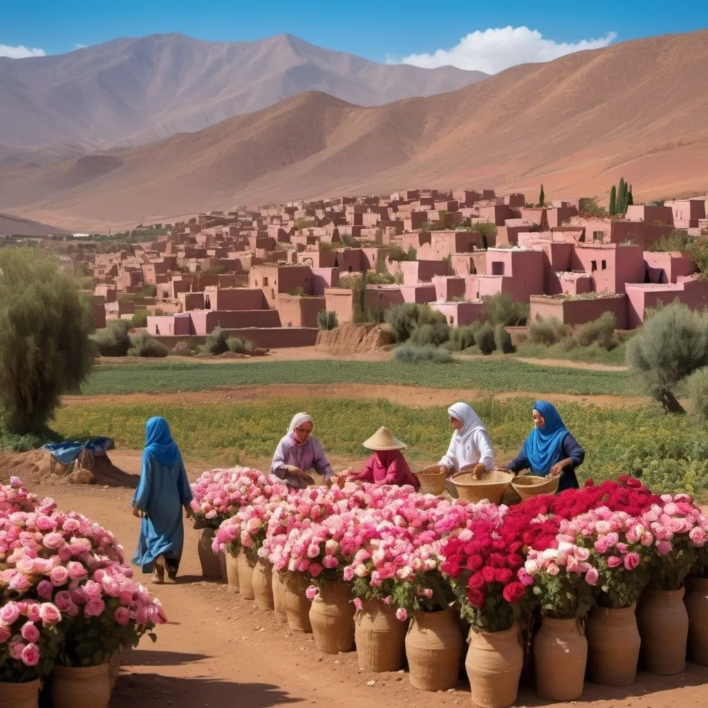 Creates an image of the Valley of Roses in Kelaat M'...