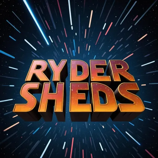 Prompt: Display the 3 words RYDER, STARR, SHIELDS, stacked in Star Wars tapering style, like the words at the start of the movie
