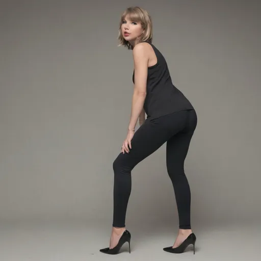 Prompt: Taylor swift in leggings and high heels squating