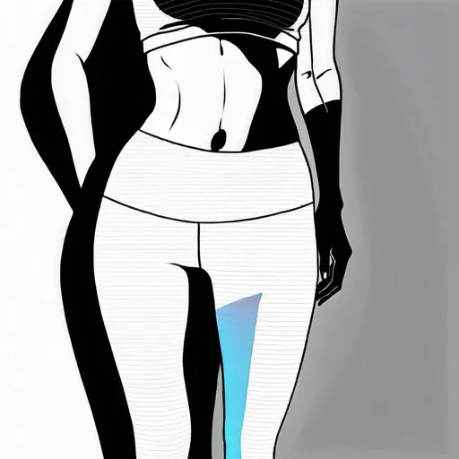 Prompt: Black and white line art body shot of a female in leggings
