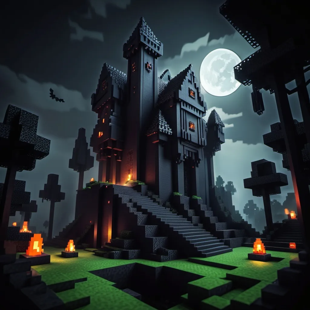 Prompt: Make a dark fantasy foto of Minecraft 
