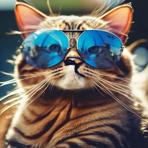 Prompt: a cat wearing sun glasses