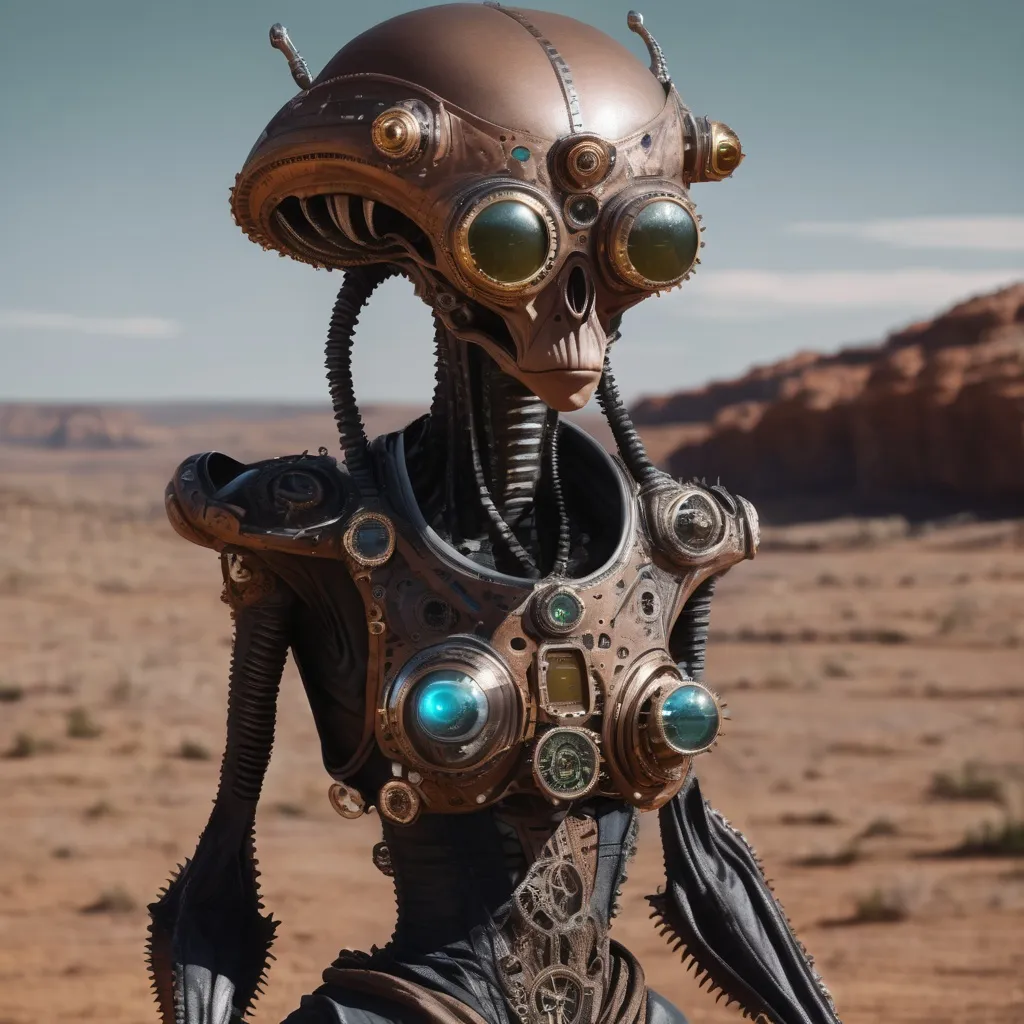 Prompt: Alien steampunk style