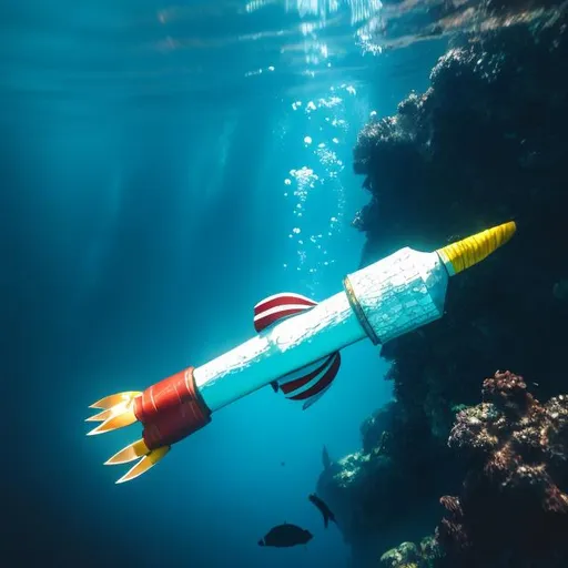 Prompt: Rocket Underwater