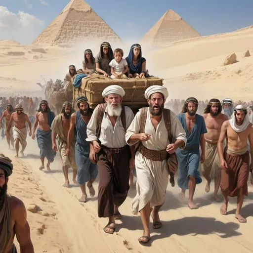 Prompt: Jews fleeing the Egyptians as in the old testament