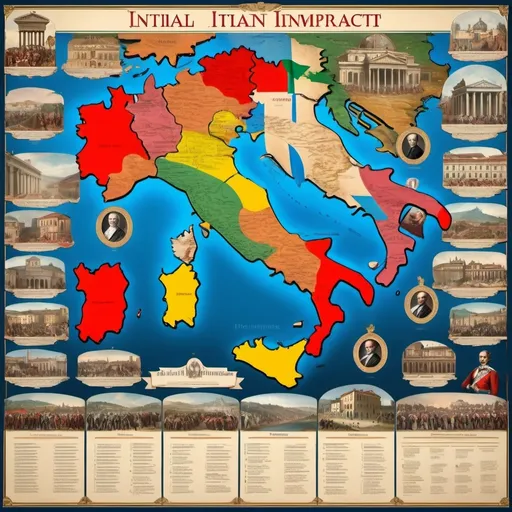 Prompt: Develop  a visual review for Italy unification