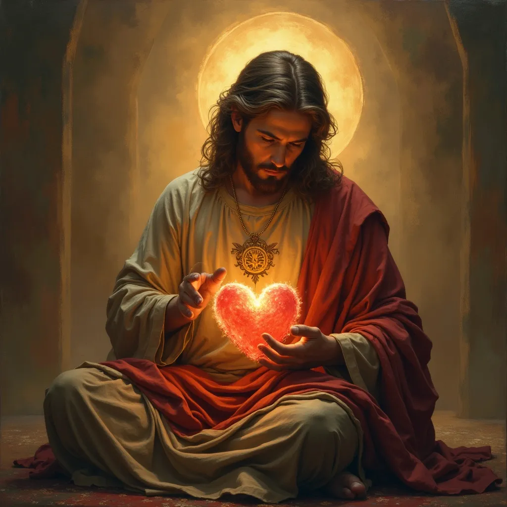 Prompt: Jesús cuidándome a mí y a mi corazón