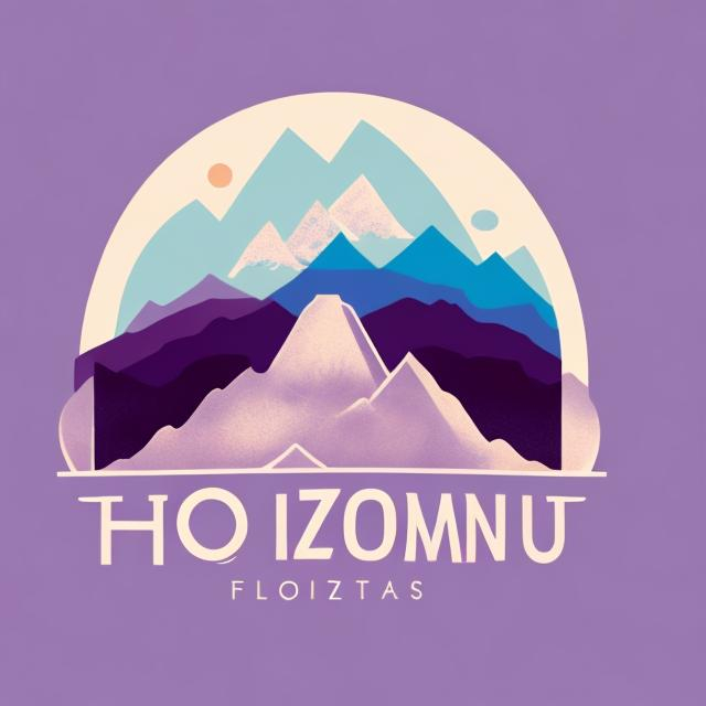 Prompt: A logo with a mountain and a horizon with soft colors