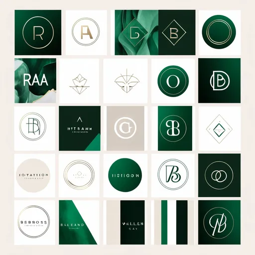 Prompt: create a modern and elegant logo for a vision board instagram account, using neutral colors and emerald green The font will be clean and sleek,r a balanced, timeless look. I’ll also incorporate  abstract shapes or icons that represent goals, dreams, or aspirations.