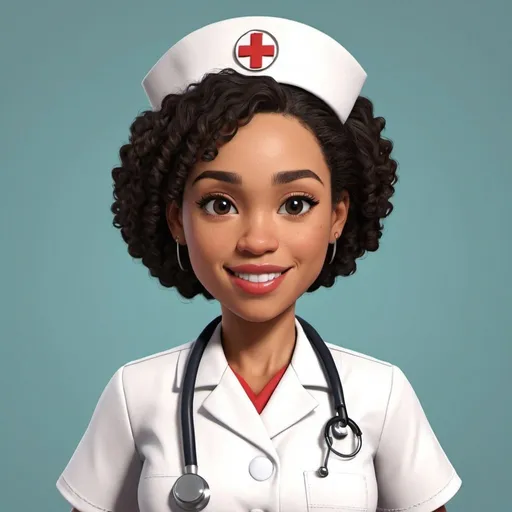 Prompt: A biracial nurse animated