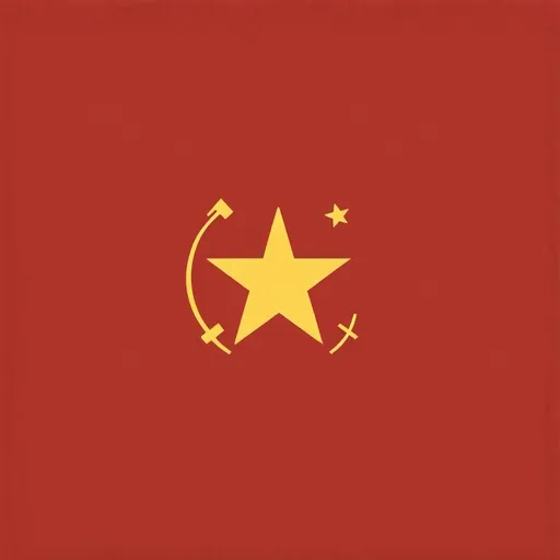 Prompt: Make a flag with stripes top to bottom left to right with a communist logo on the left-hand corner