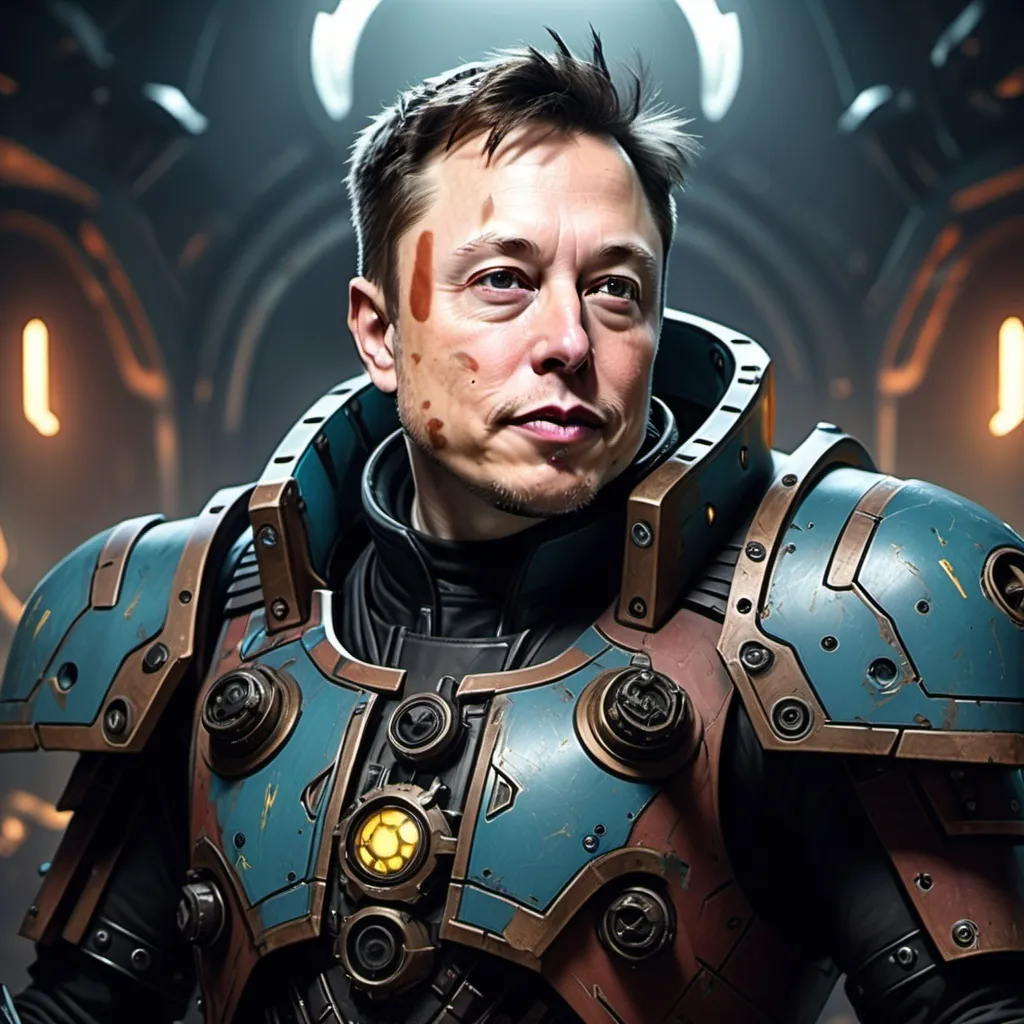 Prompt: elon musk as a technomancer in warhammer 40k aesthetic
