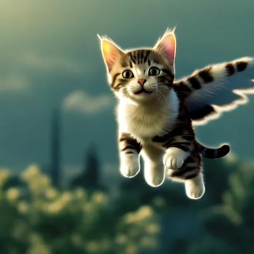 Prompt: a cat learns to fly and speak
