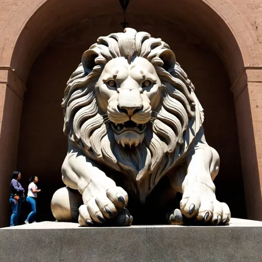 Prompt: A huge lion monument