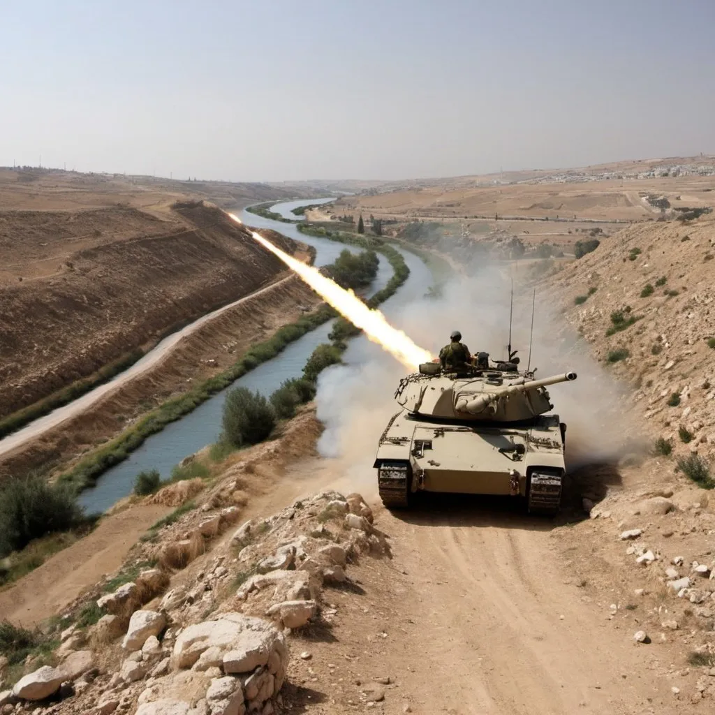 Prompt: The Israeli army attempted to carry out a crossing operation from this axis towards (Naour - Amman) and mobilized armored forces to do so. However, he failed. From the beginning, his forces on this axis were unable to cross the river; After most of the bridging equipment he tried to use in the crossing process was destroyed. The fighting on this axis ended with a chaotic withdrawal of Israeli army forces. Jordanian artillery, tank fire, and anti-armor weapons had the greatest impact in halting the advance of the Israeli army and defeating it.