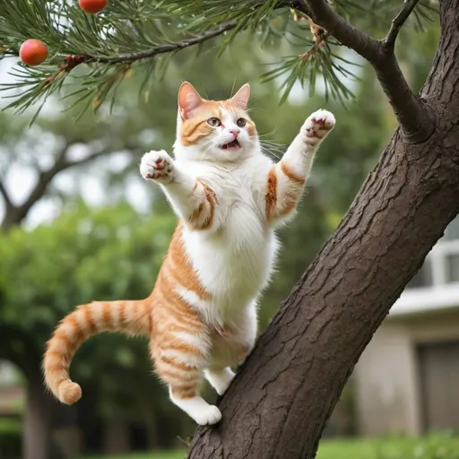 Prompt: A cat dance over the tree near 