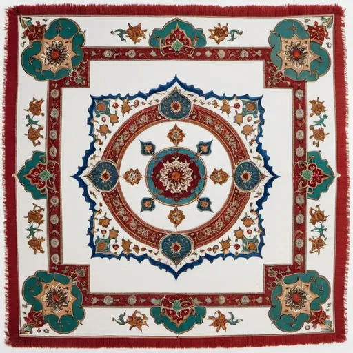 Prompt: A white square with Ottoman Turkish decorations around it, and Andalusian decorations on the edges