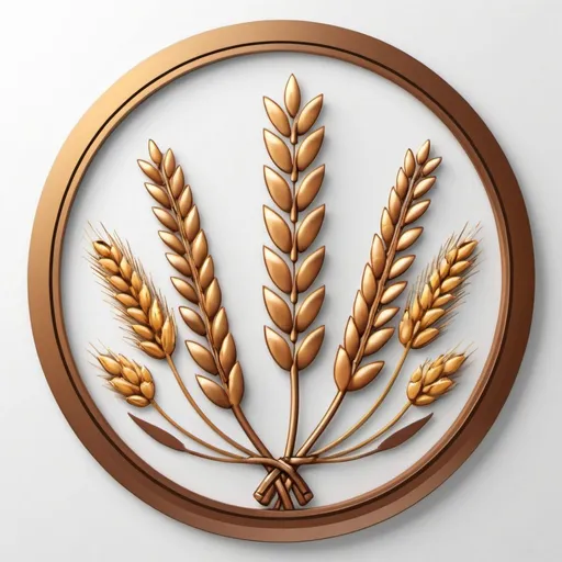 Prompt: The logo consists of a circle with Tax written inside it, wheat ears around it, and a shiny bronze frame