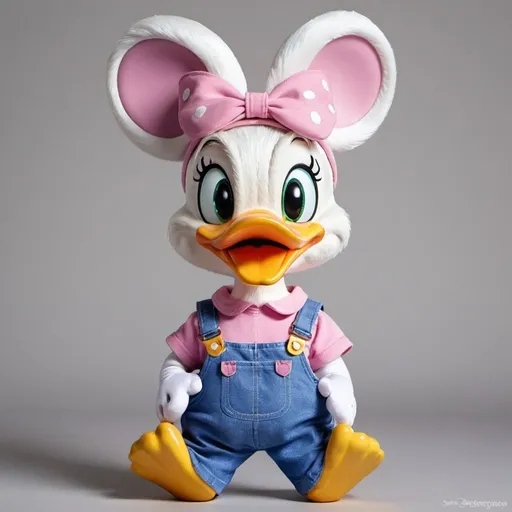 Prompt: Daisy Duck in tight overalls 