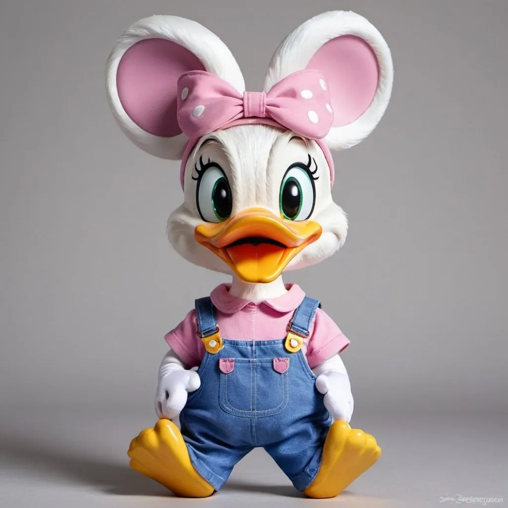Prompt: Daisy Duck in tight overalls 