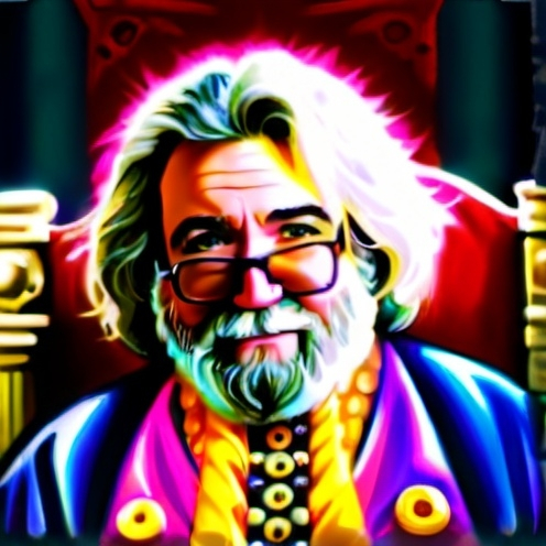 Prompt: Jerry Garcia wearing royal robe