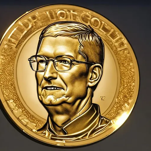 Prompt: tim cook gold coin

