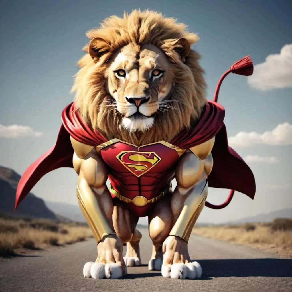 Prompt: lion superhero
