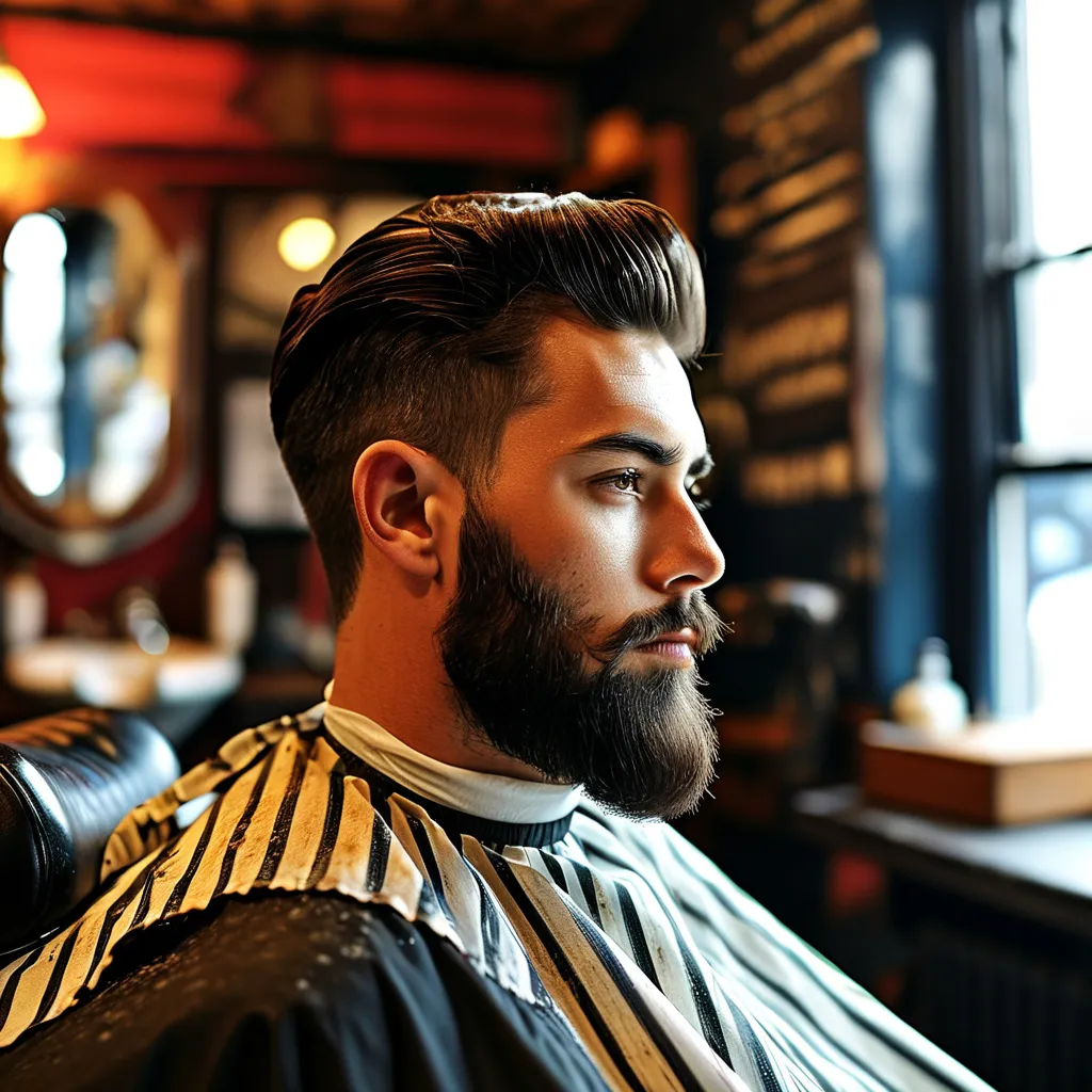 Prompt: a modern barbershop that combines traditional barbering techniques with contemporary styles. We cater to a diverse clientele, providing high-quality haircuts, grooming services, and a welcoming atmosphere.


- *Visual Style:* Clean, modern, with a hint of vintage barbering aesthetics.
- *Color Palette:* Deep blues, warm grays, and hints of gold.