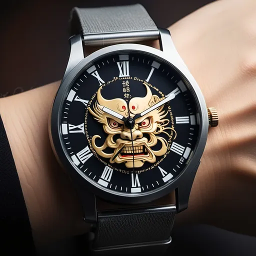 Prompt: eine oberfläche einer Armbanduhr entwerfen Ziffernblatt Japanische schriftzeichen
Moderners Disign , Samurai ,Gehäuse größer der uhr