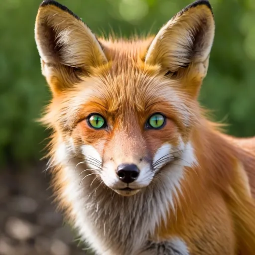 Prompt: Fox with one emerald eye and one brown eye