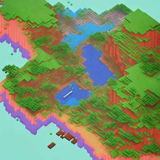 Prompt: Minecraft world map, pixel art, iconic landscape, blocky terrain, vibrant colors, nostalgic feel, high resolution, detailed pixels, retro style, top-down view, nostalgic, pixel art, blocky terrain, vibrant colors, high quality, detailed, top-down perspective