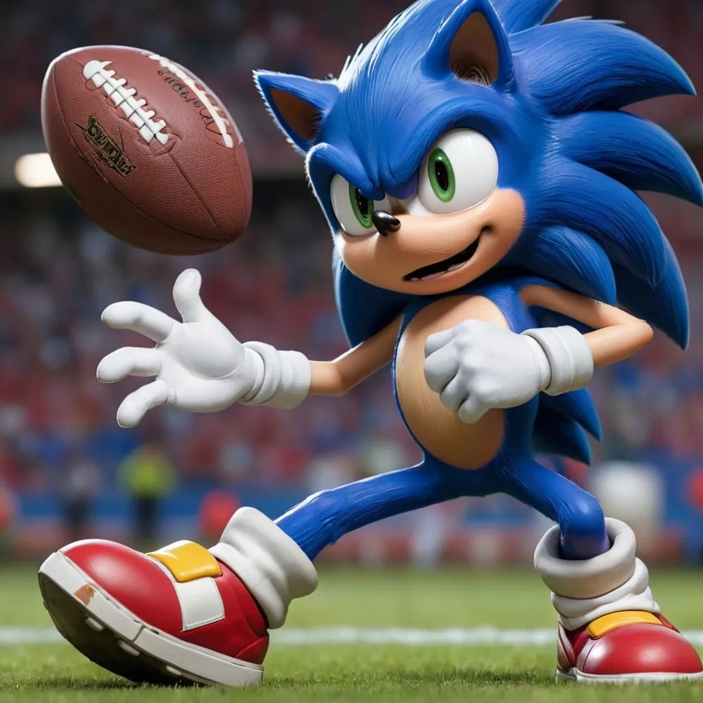 Prompt:  sonic the hedgehog playing football 