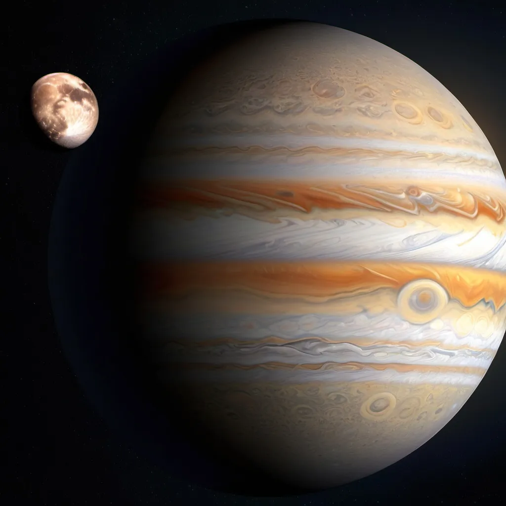 Prompt: If Jupiter is as close as moon how would it look