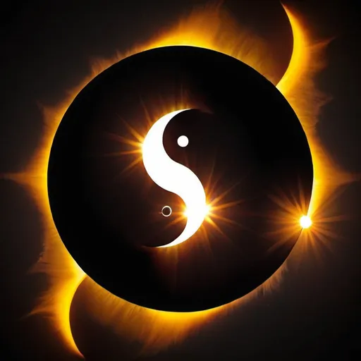 Prompt: Solar eclipse with yin and yang