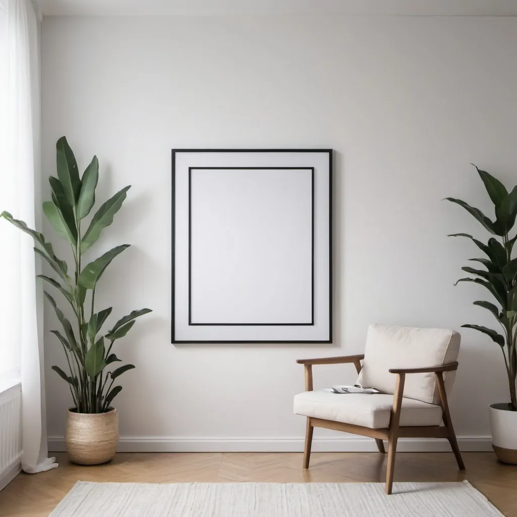 Prompt: create a wall art mock-up.m Make the frame up close and the vibe and aesthetic white/cream, around the room. Make the photo minimalist with a central focus on the wall art frame.