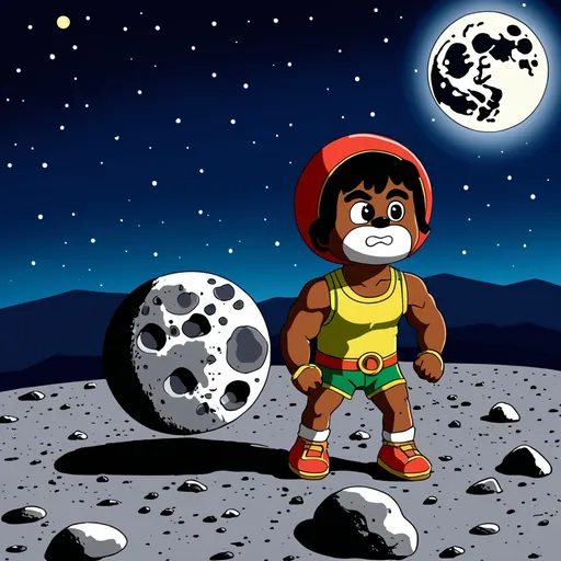 Prompt: Rocky qui s entraîne sur la lune