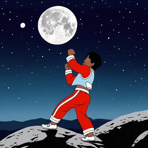 Prompt: Rocky qui s entraîne sur la lune