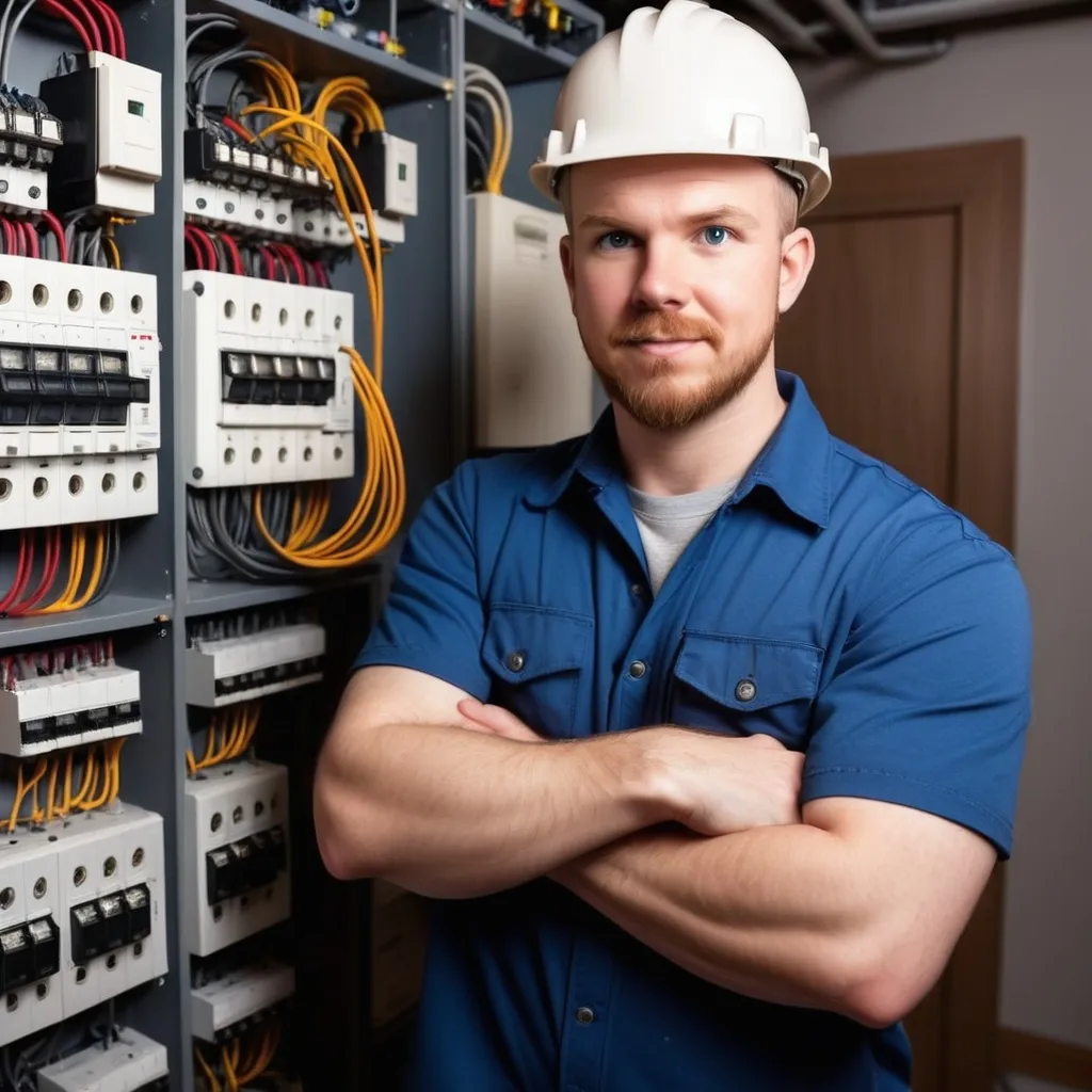 Prompt: I want a professional photo of an electrician