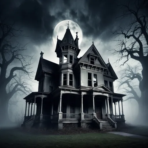 Prompt: Make me an image of a haunted house