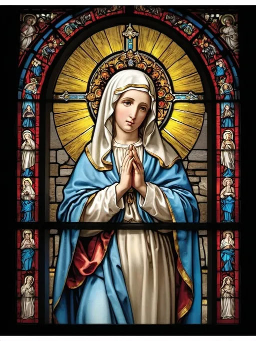 Prompt: Stained glass
Virgin mary
Full Window
160x280cm