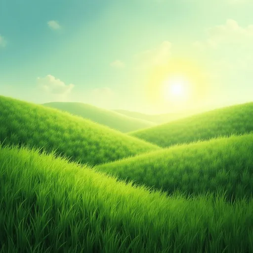 Prompt: green grass land for poster
