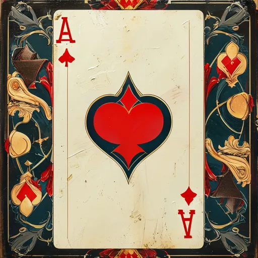 Prompt: Create an image of a blank Ace of Hearts playing card designed for writing. The card should have a classic design with a single red heart symbol in the center and an "A" in the corners, indicating it's an Ace. The rest of the card should be completely blank, leaving plenty of white space for writing. The card's edges should be clean and crisp, with a slight vintage touch, but overall, the design should be simple and uncluttered, focusing on the blank space for personalization.