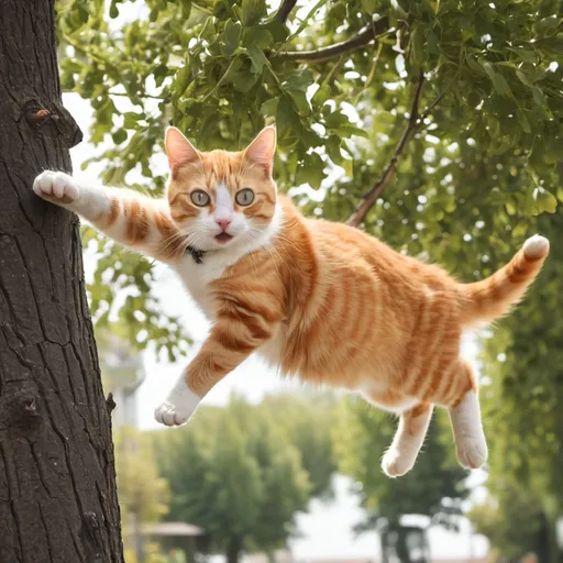 Prompt: a cat falling from a tree