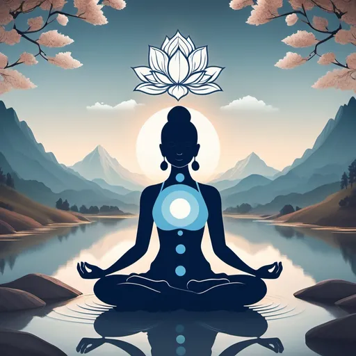 Prompt: Visual Tone: A serene and calming color palette, such as shades of blue, white, or earthy tones, to reflect purity, discipline, and peace.Imagery:A person meditating or in a yogic posture could represent self-discipline and control.Natural elements like mountains, rivers, or sunrise can symbolize purity and spiritual awakening.Symbols like a lotus flower, the Om symbol, or traditional Indian art motifs could enhance the spiritual vibe.Text: You could include the name of the channel with a Sanskrit-style font, and perhaps a tagline or message about Brahmacharya, such as:"Embrace Discipline, Live in Balance""Journey to Inner Purity"